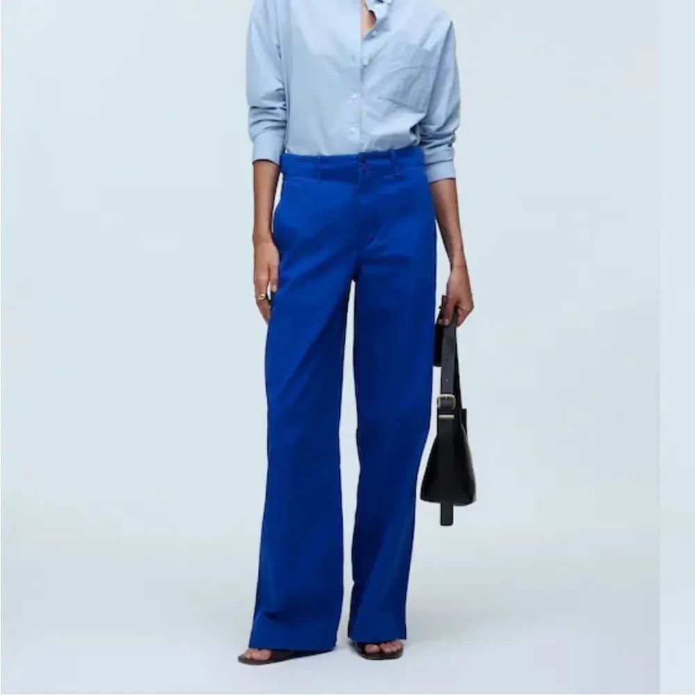 Madewell Button-Tab Wide-Legs Pants in Pure Blue NWT 4